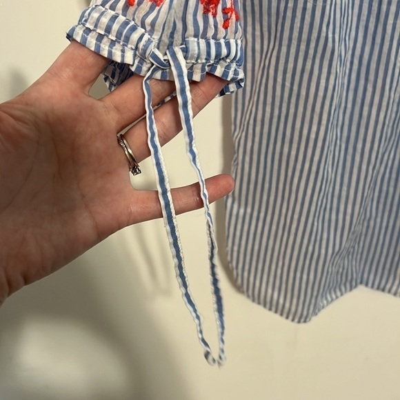 J Crew Striped Nautical Floral Embroidered 3/4
Sleeve Tunic Blouse Top Dress - Picture 3 of 11